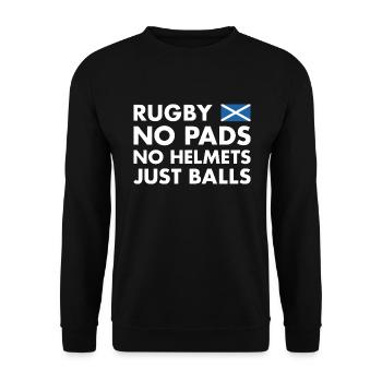 Rugby Pas de coussinets Pas de casques Juste des ballons Ecosse Rugby - Sweat-shirt Unisexe - noir - Devant - Alina (178cm) & Michal (187cm)