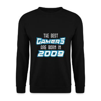 Retro Hero Gamer Birthday 2009 Born Gamer - Unisex Sweatshirt - black - Front - Alina (178cm) & Michal (187cm)