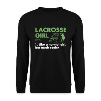 Sport Girl Definition Lacrosse - Unisex Pullover - Schwarz - Vorne - Alina (178cm) & Michal (187cm)