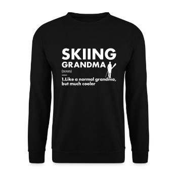 Sport Grandma Skiing - Unisex Pullover - Schwarz - Vorne - Alina (178cm) & Michal (187cm)