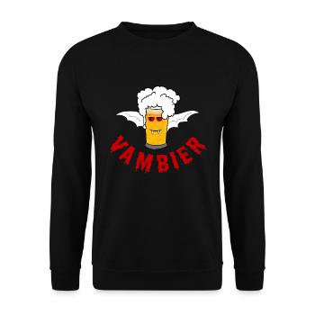 Vambier Halloween Bier Vampir Wortspiel Fledermaus - Unisex Pullover - Schwarz - Vorne - Alina (178cm) & Michal (187cm)