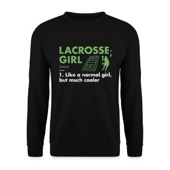 Sport Girl Definition Lacrosse - Unisex Pullover - Schwarz - Vorne - Alina (178cm) & Michal (187cm)