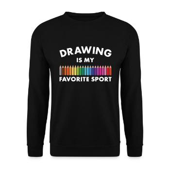 Drawing Is My Favorite Sport Drawer - Unisex Sweatshirt - black - Front - Alina (178cm) & Michal (187cm)
