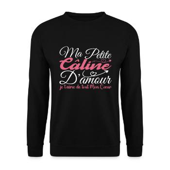 Umarmung, Liebesgeschenk, beste Umarmung, ich liebe dich - Unisex Pullover - Schwarz - Vorne - Alina (178cm) & Michal (187cm)
