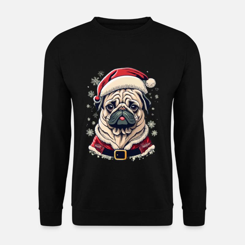Mops Weihnachtsmann - Unisex Pullover - Schwarz