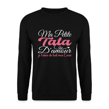 Cadeau tata d'amour, meilleure tata je t'aime - Sweat-shirt Unisexe - noir - Devant - Alina (178cm) & Michal (187cm)