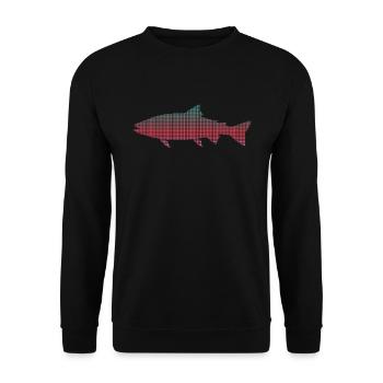 Pêche à la truite Pêcheur pixelisé Truite - Sweat-shirt Unisexe - noir - Devant - Alina (178cm) & Michal (187cm)