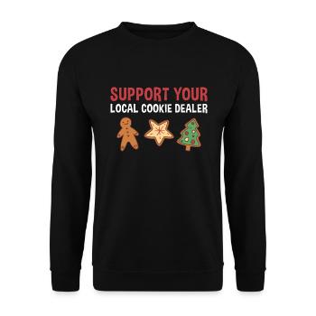 Baking Support Your Local Cookie Dealer Cookie - Unisex Pullover - Schwarz - Vorne - Alina (178cm) & Michal (187cm)