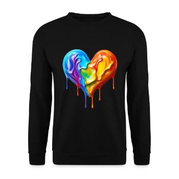 Schmelzendes Herz - Unisex Pullover - Schwarz - Vorne - Alina (178cm) & Michal (187cm)