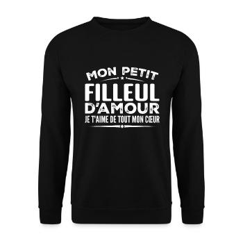 Geschenk Patenkind der Liebe Ich liebe dich von ganzem Herzen - Unisex Pullover - Schwarz - Vorne - Alina (178cm) & Michal (187cm)