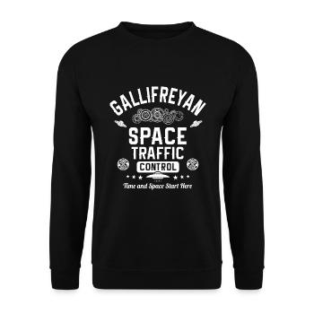 Gallifreyan Space Traffic Control - Unisex Sweatshirt - black - Front - Alina (178cm) & Michal (187cm)