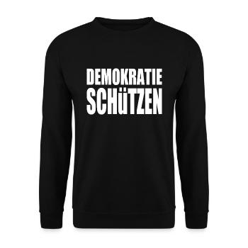 demokratie schützen - Unisex Pullover - Schwarz - Vorne - Alina (178cm) & Michal (187cm)