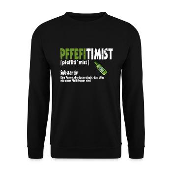 Pfeffi Pfefferminzlikör - Unisex Pullover - Schwarz - Vorne - Alina (178cm) & Michal (187cm)