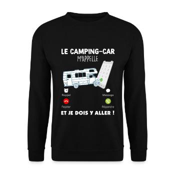 Camping-car citation drole pour papa campeur - Sweat-shirt Unisexe - noir - Devant - Alina (178cm) & Michal (187cm)