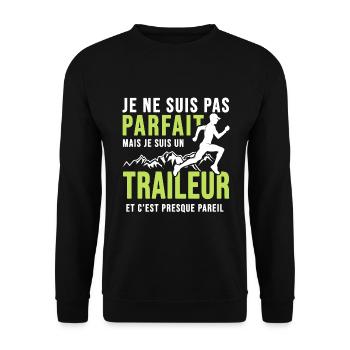 traileur pas parfait trail ultra course à pied - Sweat-shirt Unisexe - noir - Devant - Alina (178cm) & Michal (187cm)