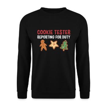Baking Cookie Tester Reporting For Duty Cookie - Unisex Pullover - Schwarz - Vorne - Alina (178cm) & Michal (187cm)