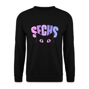 6th birthday girl 6 years old kitten cat - Unisex Sweatshirt - black - Front - Alina (178cm) & Michal (187cm)