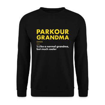 Traceur Grandma Definition Parkour - Unisex Pullover - Schwarz - Vorne - Alina (178cm) & Michal (187cm)