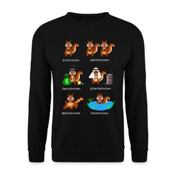 eichhörnchen, reichhörnchen, scheichhörnchen, - Unisex Pullover - Schwarz - Vorne - Alina (178cm) & Michal (187cm)