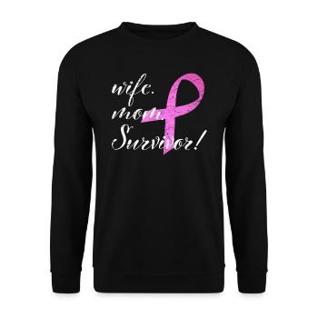 Prévention du cancer du sein Épouse du cancer du sein Maman Survivante - Sweat-shirt Unisexe - noir - Devant - Alina (178cm) & Michal (187cm)