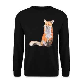 Fox sitting satisfied Fox smart foxes - Unisex Sweatshirt - black - Front - Alina (178cm) & Michal (187cm)