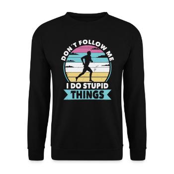Don t follow me running - Unisex Sweatshirt - black - Front - Alina (178cm) & Michal (187cm)