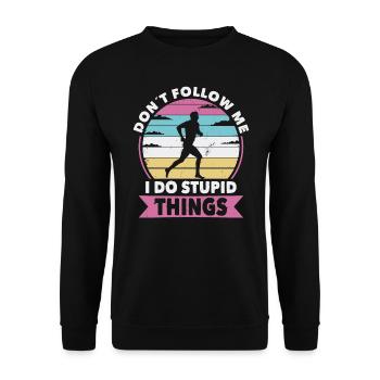 Don t follow me running - Unisex Sweatshirt - black - Front - Alina (178cm) & Michal (187cm)