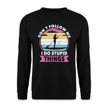 Nicht folgen Paddelboard - Unisex Pullover - Schwarz - Vorne - Alina (178cm) & Michal (187cm)