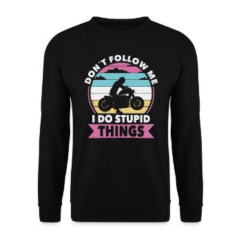 Do not follow biker a motorcycle - Unisex Sweatshirt - black - Front - Alina (178cm) & Michal (187cm)