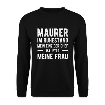 Maurer Humorvoller Spruch Ehepaar - Unisex Pullover - Schwarz - Vorne - Alina (178cm) & Michal (187cm)