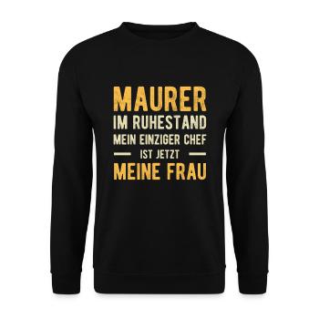 Maurer Witzige Sprüche Ehemann Ehefrau - Unisex Pullover - Schwarz - Vorne - Alina (178cm) & Michal (187cm)