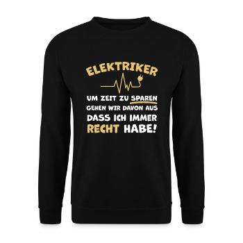 Elektriker Witziger Spruch - Unisex Pullover - Schwarz - Vorne - Alina (178cm) & Michal (187cm)