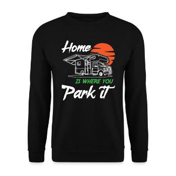 Home is Where you Park It Campervan1 - Unisex Pullover - Schwarz - Vorne - Alina (178cm) & Michal (187cm)
