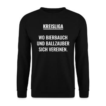 Wo Bierbauch und Ballzauber sich vereinen - Unisex Pullover - Schwarz - Vorne - Alina (178cm) & Michal (187cm)
