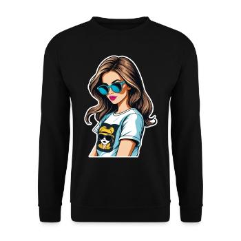 Cartoon girl. - Unisex Sweatshirt - black - Front - Alina (178cm) & Michal (187cm)