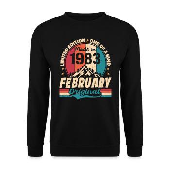 Cadeau 41e Anniversaire Vintage Né En Février 1983 - Sweat-shirt Unisexe - noir - Devant - Alina (178cm) & Michal (187cm)