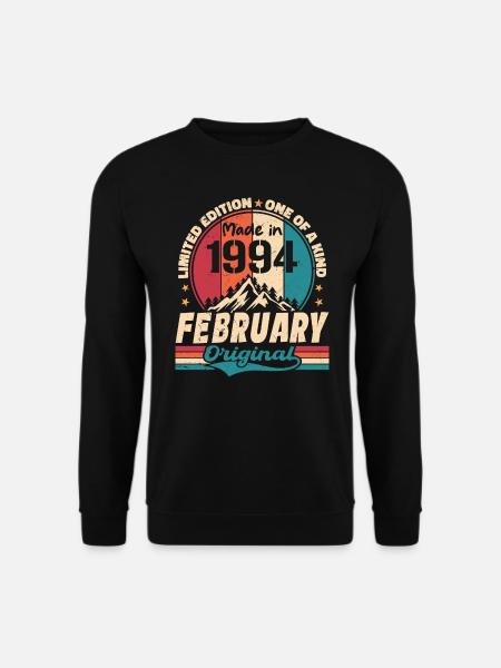 Vintage-Geschenk zum 30-jährigen Jubiläum Geboren im Februar 1994 - Unisex Pullover - Schwarz