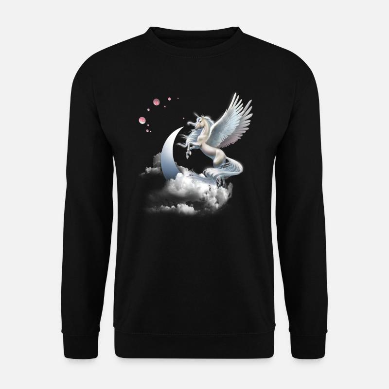 Einhorn oder Pegasus Fliegendes Pferd - Unisex Pullover - Schwarz