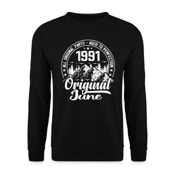 juin 1991 Original : 33 Ans Cadeau d'Anniversaire - Sweat-shirt Unisexe - noir - Devant - Alina (178cm) & Michal (187cm)