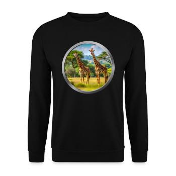 Giraffe Animal - 2 - Unisex Sweatshirt - black - Front - Alina (178cm) & Michal (187cm)