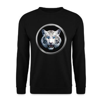 White Tiger Animal - 2 - Unisex Sweatshirt - black - Front - Alina (178cm) & Michal (187cm)