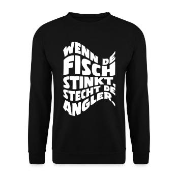 Wenn de Fisch stinkt, stecht de Angler - Unisex Pullover - Schwarz - Vorne - Alina (178cm) & Michal (187cm)