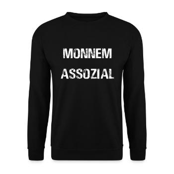 Monnem Assozial - Unisex Pullover - Schwarz - Vorne - Alina (178cm) & Michal (187cm)