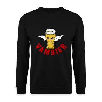 Vambier Halloween Wortspiel Vampir Bier Fledermaus - Unisex Pullover - Schwarz - Vorne - Alina (178cm) & Michal (187cm)