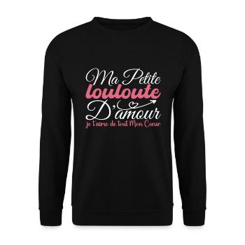 Cadeau louloute d'amour ma louloute je t'aime - Sweat-shirt Unisexe - noir - Devant - Alina (178cm) & Michal (187cm)