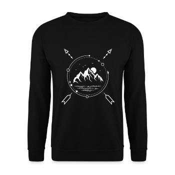 Anker Meer Natur Wandern Urlaub Berge See Sonne - Unisex Pullover - Schwarz - Vorne - Alina (178cm) & Michal (187cm)