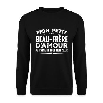Gift Brother-in-law of love I love you with my heart - Unisex Sweatshirt - black - Front - Alina (178cm) & Michal (187cm)