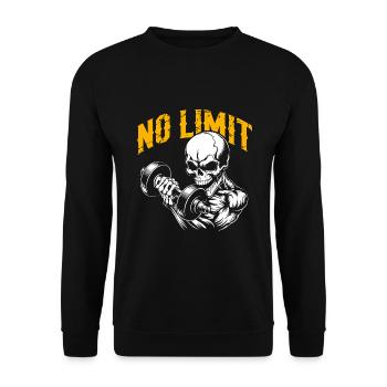 No Limit Workout Bodybuilding Skull mit Hantel - Unisex Pullover - Schwarz - Vorne - Alina (178cm) & Michal (187cm)