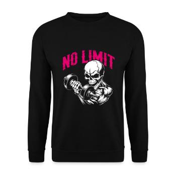 No Limit Workout Bodybuilding Skull mit Hantel - Unisex Pullover - Schwarz - Vorne - Alina (178cm) & Michal (187cm)