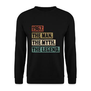 Né en 1967 Homme Mythe Légende Anniversaire - Sweat-shirt Unisexe - noir - Devant - Alina (178cm) & Michal (187cm)